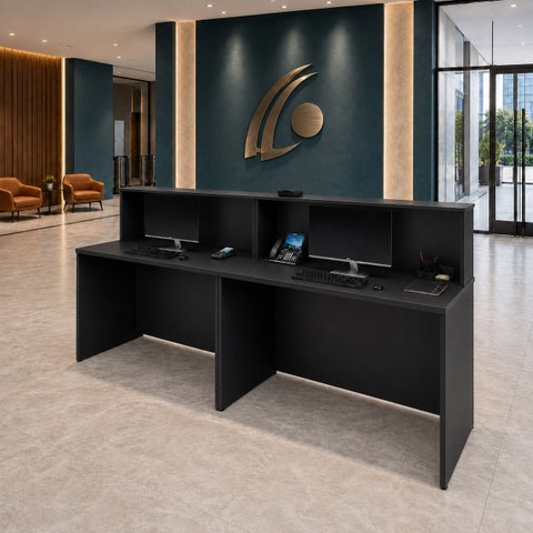Conjunto 2 Balcões de Atendimento e Recepção Comercial 140x60cm para Loja, Comércio e Escritório