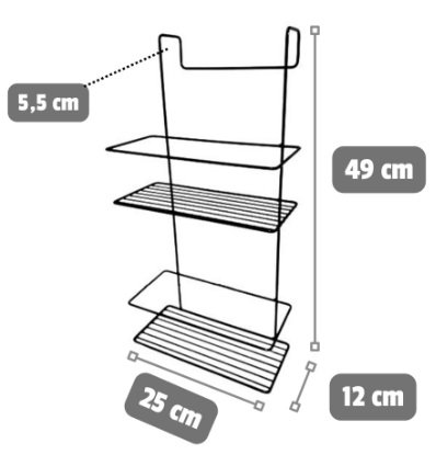 Suporte Duplo Porta Shampoo Encaixe Box Banheiro Preto Organizador - 3