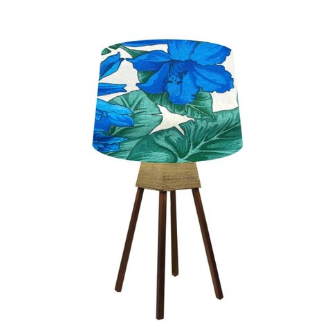 Abajur Quadripé Mesa 50cm Cores Florais - Md1003 Cúpula Cone 20/ø27x30 Boreal Cúpulas e Abajures Aba