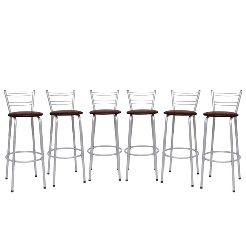 Kit 6 Banquetas para Balcão Flórida Prata Bistrô Ilhas Cozinha Gourmet Bares