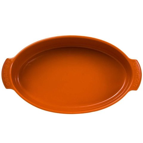 Forma Laranja 38x22cm Travessa Porcelana Germer Oval 2,9l Grande Assar e Servir