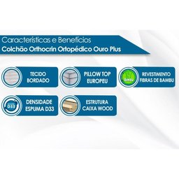 Colchão Queen Orthocrin Orthoclínico Ouro Plus Eurotop Pró Saúde 158x198x26 - - 2