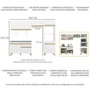 Ver imagem 4 de Armário de Cozinha Compacta 252cm com Leds Veneza Up Multimóveis V2018 Branco/Dourado
