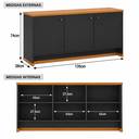 Ver imagem 6 de Buffet para Sala 3 Portas com Prateleiras em MDP MDF 135 cm Berlin - Preto/Naturale