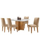 Ver imagem 2 de Sala de Jantar Mesa 90cm Olímpia em Mdf com Vidro Canto Copo 4 Cadeiras Liz Moderna Mobilia