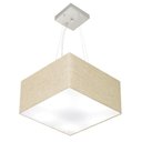 Ver imagem 1 de Lustre Pendente Quadrado Md-4005 Cúpula em Tecido 21/35x35cm Rustico Bege - Bivolt