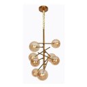 Ver imagem 1 de Pendente Jabuticaba Moderno 8 Vidros Âmbar Para Sala de Jantar Mesa Cozinha Área Gourmet Vão de