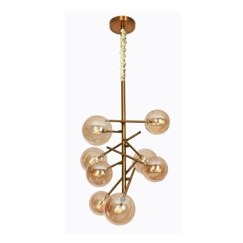 Pendente Jabuticaba Moderno 8 Vidros Âmbar Para Sala de Jantar Mesa Cozinha Área Gourmet Vão de