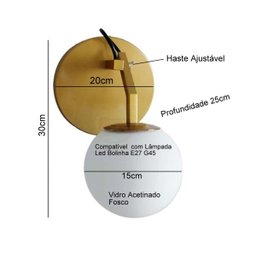 Arandela Jabuticaba 15cm Para Hall de Entrada Sala Cabeceira de Cama - 2