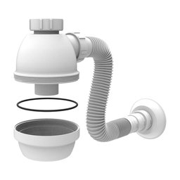 Sifão Tubo Extensivo Branco c/Copo e Canopla Blukit - 10