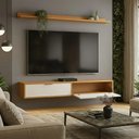 Ver imagem 6 de Rack Tv 75 Pol. Suspenso 180cm 2 Portas Lila Branco/cinamomo Z49 - Mpozenato