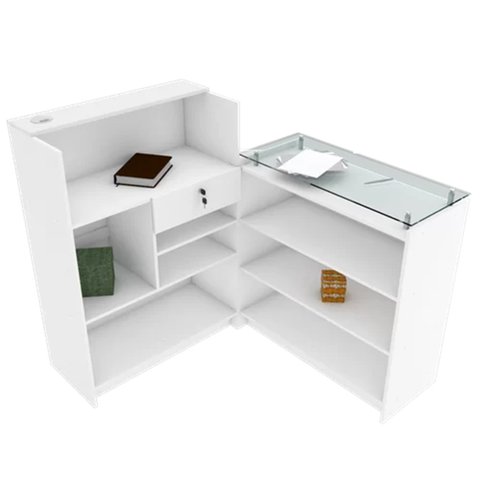 BALCAO CAIXA LOJA L M25.2020.B 100% MDF (COMERCIO, GERAL) MUNDI MOVEIS Branco