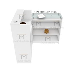 BALCAO CAIXA LOJA L M25.2020.B 100% MDF (COMERCIO, GERAL) MUNDI MOVEIS Branco - 9