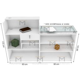 BALCAO CAIXA LOJA L M25.2020.B 100% MDF (COMERCIO, GERAL) MUNDI MOVEIS Branco - 4