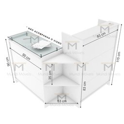 BALCAO CAIXA LOJA L M25.2020.B 100% MDF (COMERCIO, GERAL) MUNDI MOVEIS Branco - 2