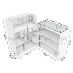 BALCAO CAIXA LOJA L M25.2020.B 100% MDF (COMERCIO, GERAL) MUNDI MOVEIS Branco - 6