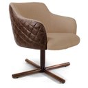 Ver imagem 1 de Poltrona Decorativa Giratória Base X Jade D02 Linho Bege C-129 Tressê Corano Marrom - Lyam Decor