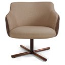 Ver imagem 2 de Poltrona Decorativa Giratória Base X Jade D02 Linho Bege C-129 Tressê Corano Marrom - Lyam Decor
