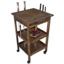 Ver imagem 2 de Carrinho de Churrasco Mesa Gourmet Bistrô Churrasqueira W02 Madeira Maciça Imbuia - Lyam Decor