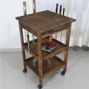 Ver imagem 1 de Carrinho de Churrasco Mesa Gourmet Bistrô Churrasqueira W02 Madeira Maciça Imbuia - Lyam Decor