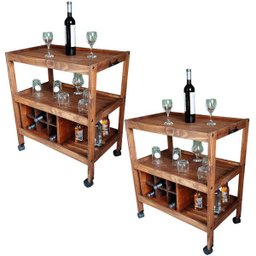 Kit 02 Carrinhos de Churrasco Saint Churrasqueira W02 Madeira Maciça Imbuia - Lyam Decor - 1