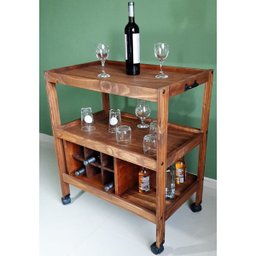 Kit 02 Carrinhos de Churrasco Saint Churrasqueira W02 Madeira Maciça Imbuia - Lyam Decor - 2