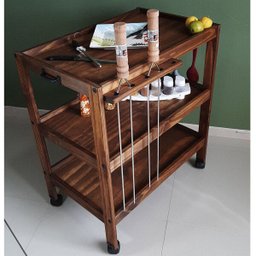 Carrinho de Churrasco Saint Churrasqueira W02 Madeira Maciça Imbuia - Lyam Decor - 2