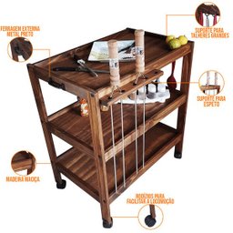Carrinho de Churrasco Saint Churrasqueira W02 Madeira Maciça Imbuia - Lyam Decor - 3