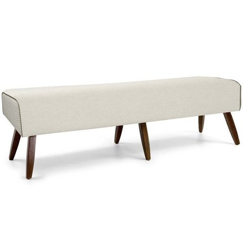 Recamier Decorativo com Pés de Madeira Viseo D02 160cm Linho Bege B-172 - Lyam Decor