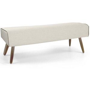 Recamier Decorativo com Pés de Madeira Viseo D02 120cm Linho Bege B-172 - Lyam Decor