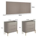Ver imagem 4 de Conjunto Cabeceira Casal 280cm com 2 Mesas de Cabeceira Cor:grigio com Dourado