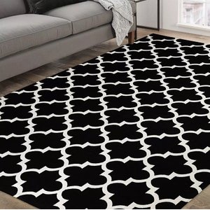 Tapete de Sala e Quarto 2,00×1,32 Antiderrapante Geométrico Várias Estampas:supreme Preto