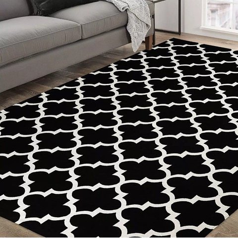 Tapete de Sala e Quarto 2,00×1,32 Antiderrapante Geométrico Várias Estampas:supreme Preto