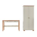 Ver imagem 2 de Conjunto 2 Peças Escrivaninha 120cm 2 Gavetas e Armário Multiuso Ananda CabeCasa MadeiraOriginals Off White Mel Branco