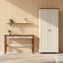 Ver imagem 1 de Conjunto 2 Peças Escrivaninha 120cm 2 Gavetas e Armário Multiuso Ananda CabeCasa MadeiraOriginals Off White Mel