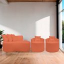 Ver imagem 2 de Kit 2 Poltronas com Sofá Curvo 2 Lugares Feijão Forma Orgânica Bouclé