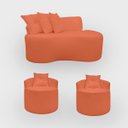 Ver imagem 1 de Kit 2 Poltronas com Sofá Curvo 2 Lugares Feijão Forma Orgânica Bouclé