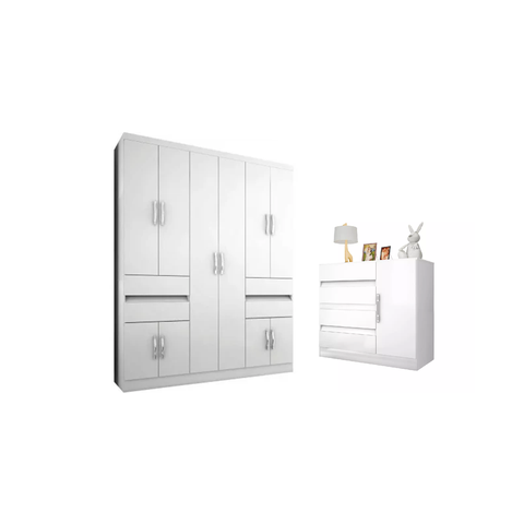 Kit Guarda Roupa Roupeiro Comoda Sapateira 11 Portas 8 Gaveta Digo.casa