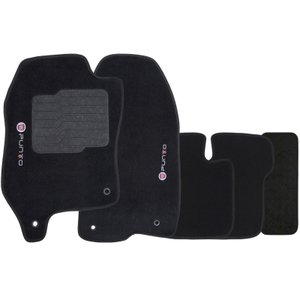 Jogo de Tapete Automotivo Carpete Fiat Punto 2012 À 2018 Soft Logo Bordado Preto 5 Peças S/m Soft Pr