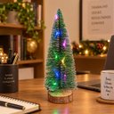 Ver mais imagens de Mini Pinheiro de Natal LED Kit 2 Uni Fio de Fada Embutido Base de Madeira Casa Escritorio Arranjo de