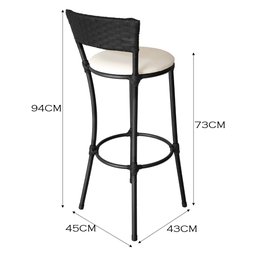 Banqueta Alta Forts com Encosto Aço Carbono e Fibra Sintética - 4