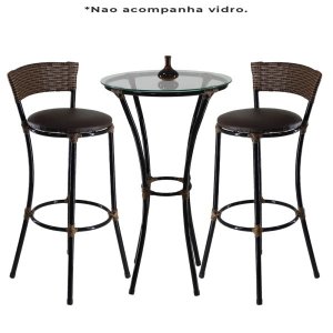 Conjunto de Banquetas Alta e Bistrô (sem Vidro) de Aço Carbono