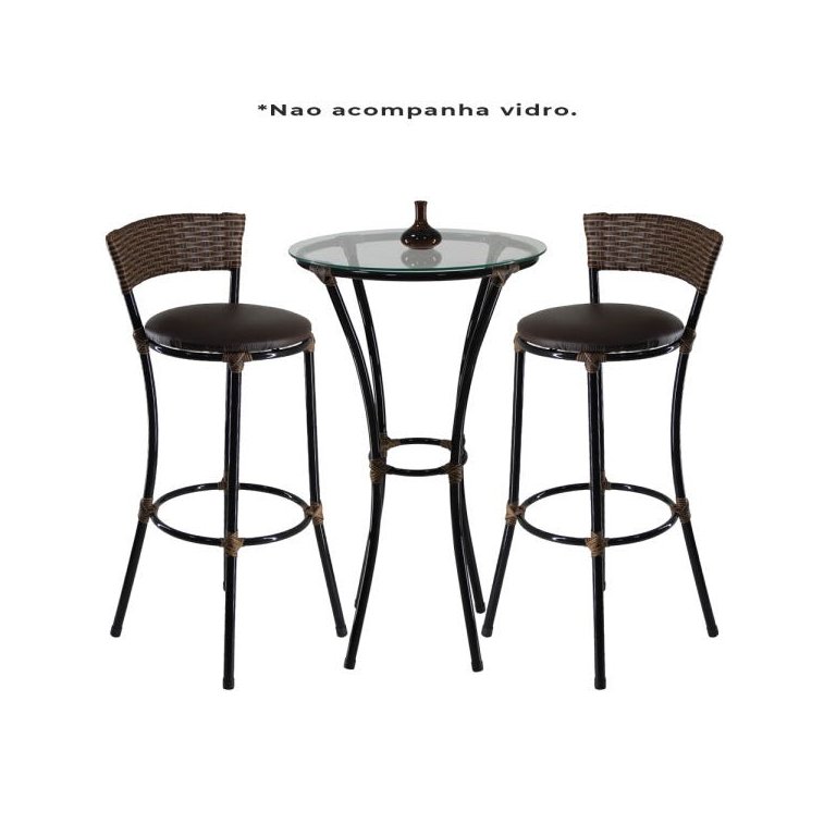 Conjunto de Banquetas Alta e Bistrô (sem Vidro) de Aço Carbono