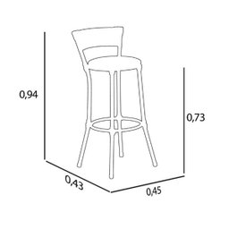 Conjunto de Banquetas Alta e Bistrô (sem Vidro) de Aço Carbono - 7