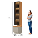 Ver imagem 3 de Cristaleira com LED 1 Porta de Vidro 3 Prateleiras Magnata Canela/Gris