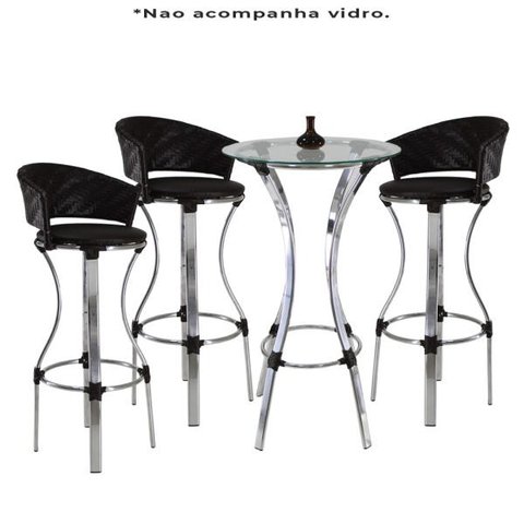 Bistrô Conforto Sem Vidro 3 Banquetas Fibra Sintética Tab./Marrom
