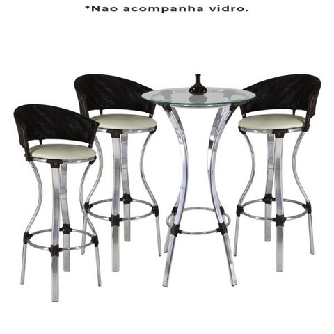 Bistrô Conforto Sem Vidro 3 Banquetas Fibra Sintética Tab./Gelo