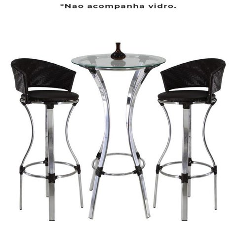 Bistrô Conforto Sem Vidro 2 Banquetas Fibra Sintética Tab./Marrom