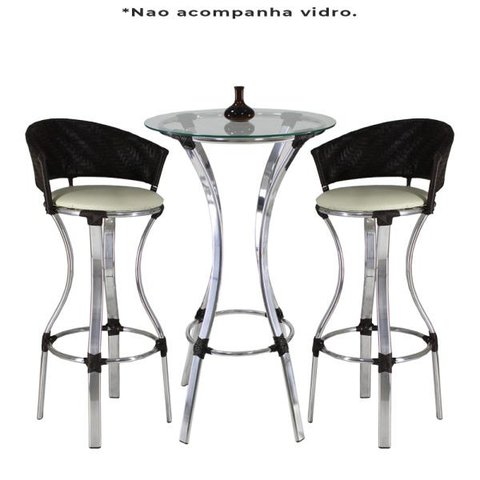 Bistrô Conforto Sem Vidro 2 Banquetas Fibra Sintética Tab./Gelo