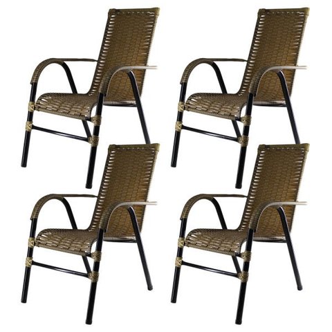 Kit 4 Cadeiras Bela Fibra Sintética Pequi